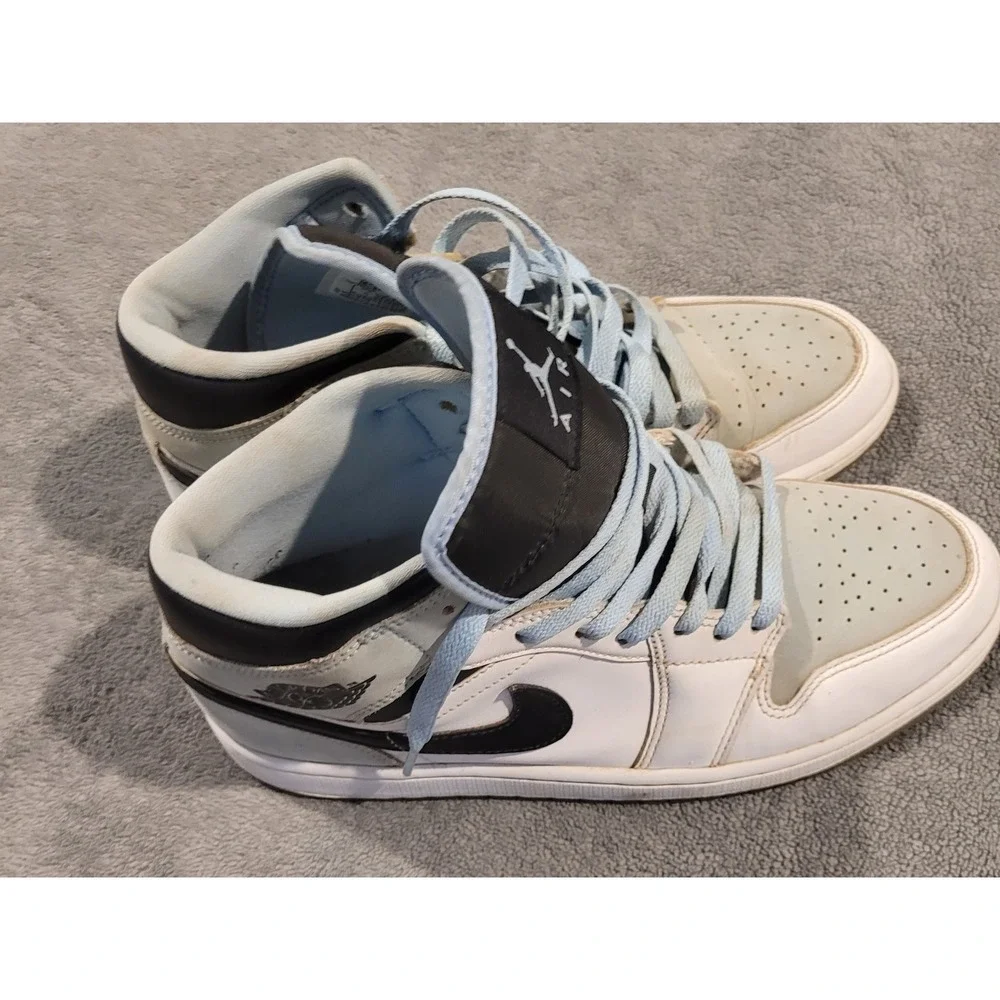 Nike Air Jordan 1 Mid SE Ice Blue White Black Sneakers Shoes Men's Size 8.5